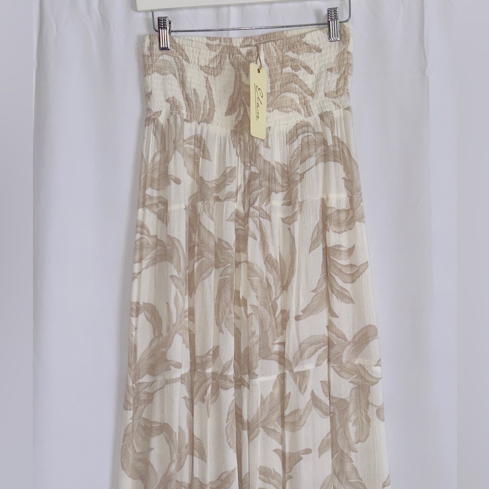 Elan Palazzo Wide-Leg M Lounge Pants in Cream and Brown - Picture 3 of 7